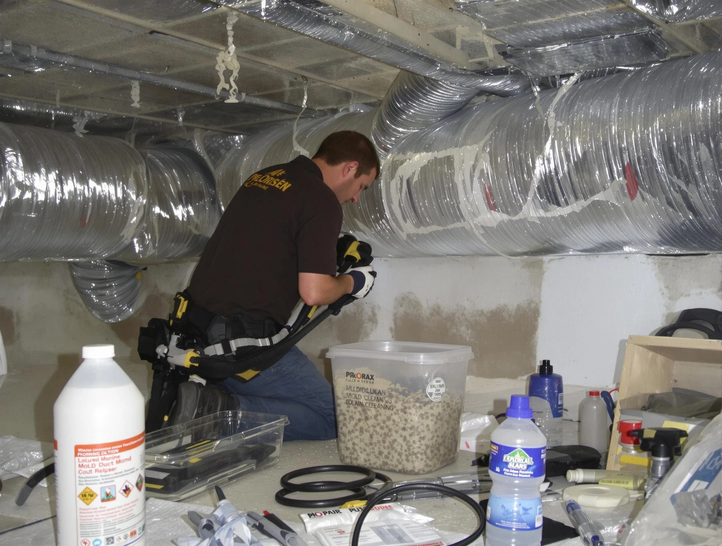 Firestone Air Duct Cleaning specialist performing professional mold removal from air ducts in Firestone