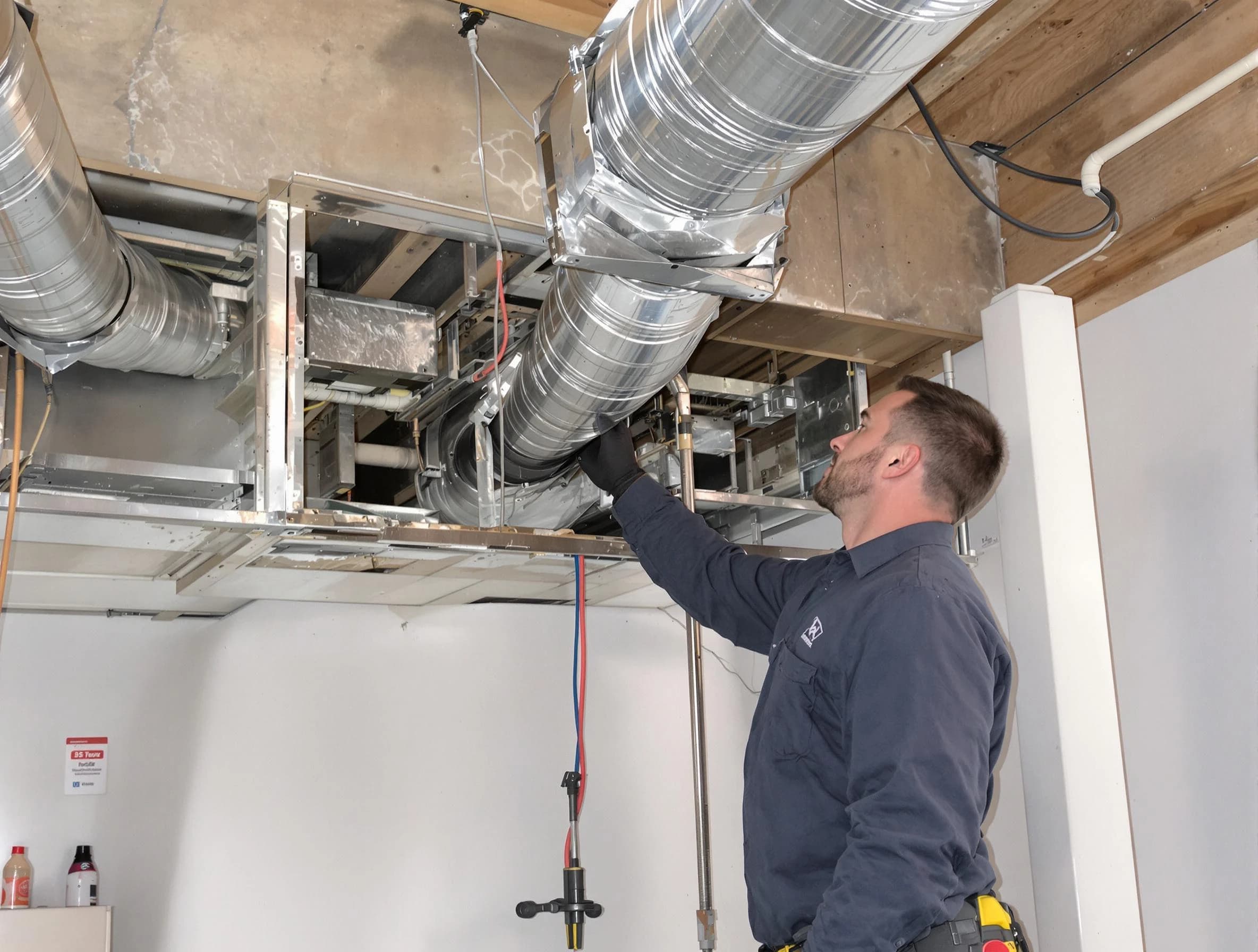 Firestone Air Duct Cleaning technician performing professional air duct repair using specialized tools in Firestone