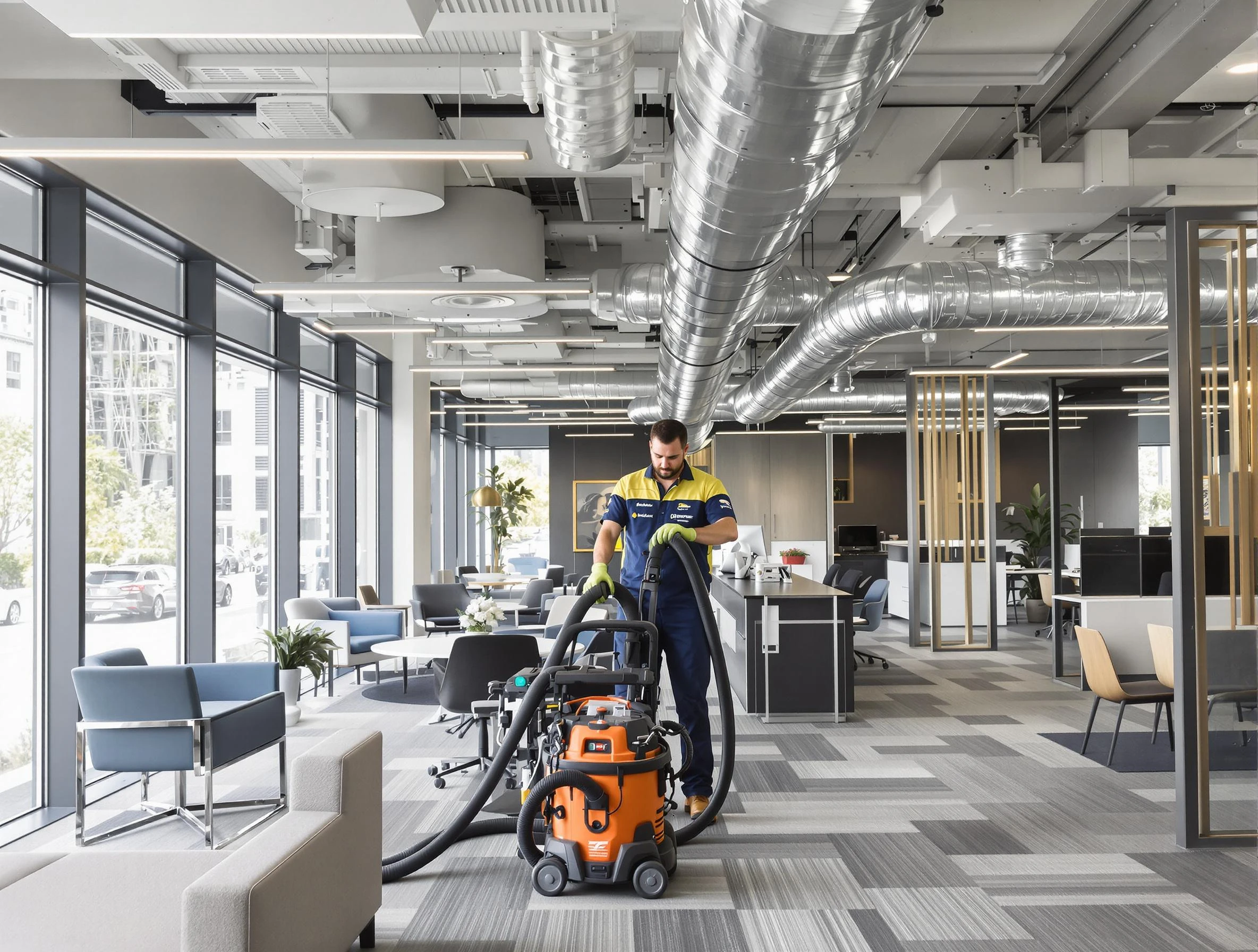 Firestone Air Duct Cleaning team performing thorough commercial duct cleaning at a Firestone business center